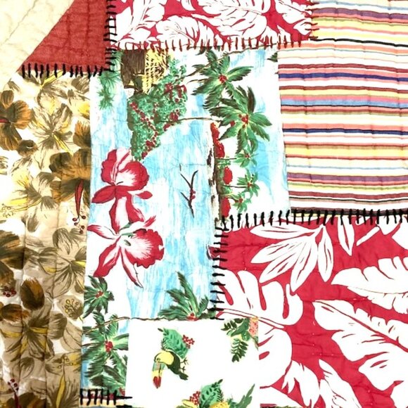 Pottery Barn Patchwork Hawaiian Luau Salsa Quilt TWIN 100% Cotton - Picture 7 of 10